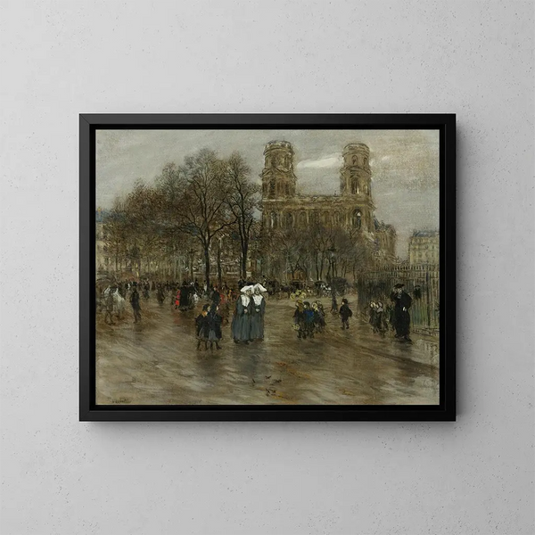 Place Saint-Sulpice, Paris - Jean François Raffaëlli — inramlat konstverk på väggen