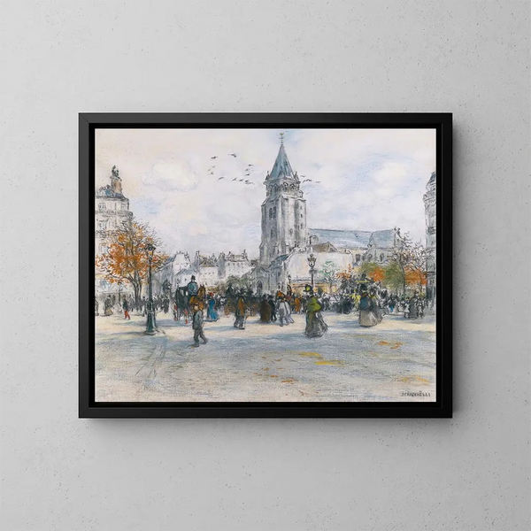 Saint-Germain-des-Prés - Jean François Raffaëlli — inramlat konstverk på väggen
