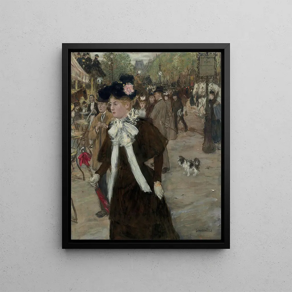 Elegant målning på Boulevard des Italiens Paris - Jean François Raffaëlli — inramlat konstverk på väggen