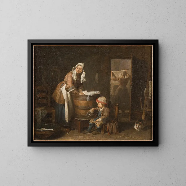 La Laveuse - Jean Siméon Chardin — inramlat konstverk på väggen