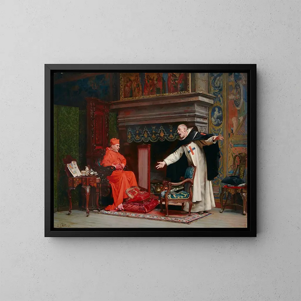 Le choix d'un prédicateur - Jehan Georges Vibert — inramlat konstverk på väggen