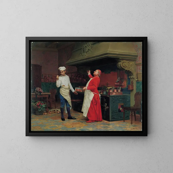 La sauce merveilleuse - Jehan Georges Vibert — inramlat konstverk på väggen