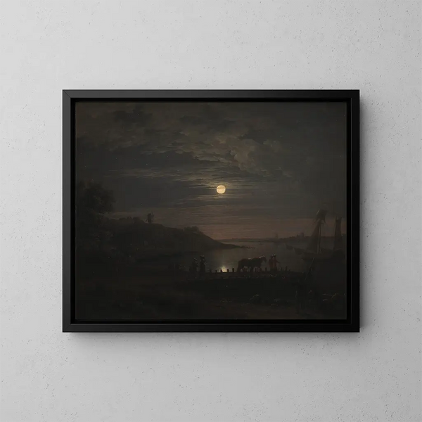 Le passage sur le Petit Belt à Snoghj au lever de la lune - Jens Juel — inramlat konstverk på väggen