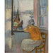 Reproduktion av målningen av ung kvinna framför det öppna fönstret på Île d'Yeu - Henri Lebasque