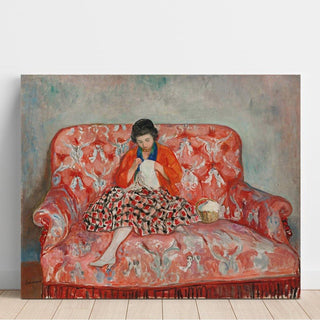 Jeune Fille Cousant sur un Canapé - Henri Lebasque | Reproduction Tableau Décoration murale affiche copie