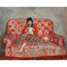 Reproduktion av målningen av ung flicka som syr på en soffa - Henri Lebasque