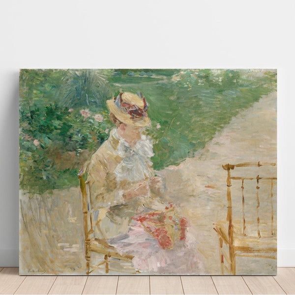 Reproduktion av målningen Ung kvinna med stickning - Berthe Morisot