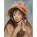Reproduktion av målningen av ung flicka med rosa hatt - Pierre-Auguste Renoir