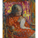 Reproduktion av målningen av en ung flicka som syr - Henri Lebasque