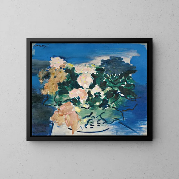 blomstervas - János Vaszary — inramlat konstverk på väggen