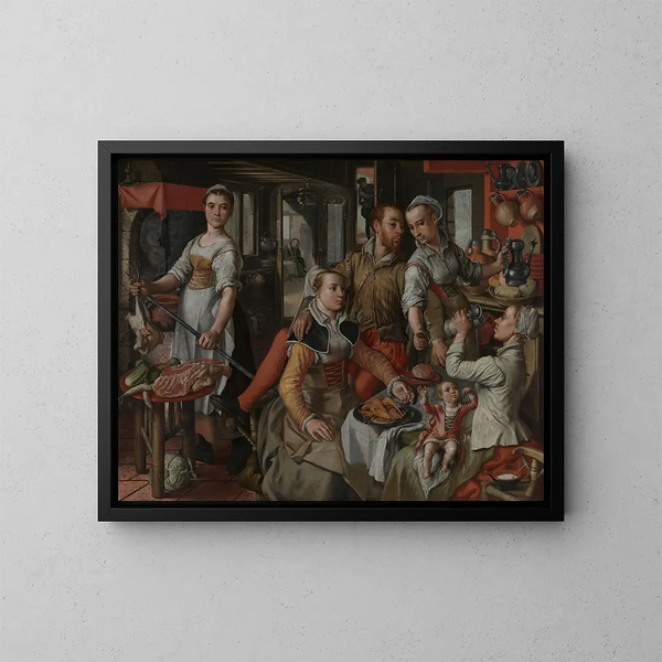 Scène de bordel - Joachim Beuckelaer — inramlat konstverk på väggen