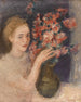 Flicka vid ett bord med blommor - Joachim Weingart — vy av konstverket