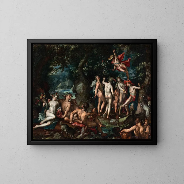 Le Jugement de Paris - Joachim Wtewael — inramlat konstverk på väggen