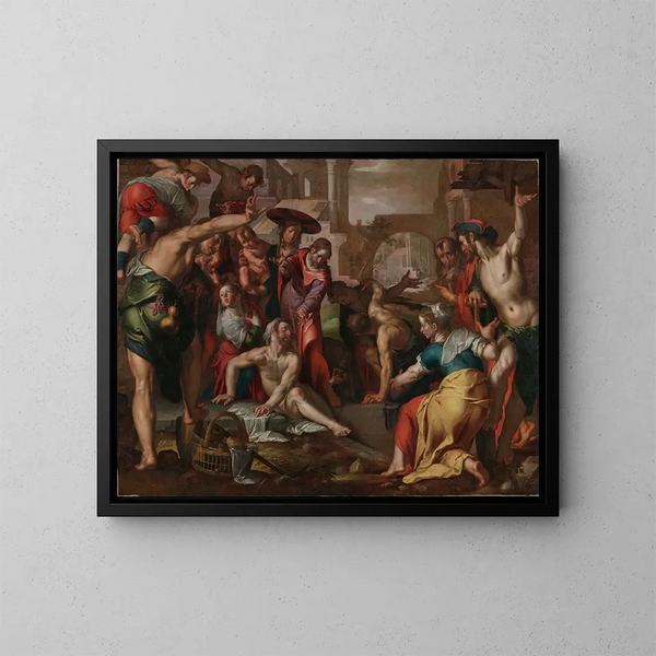 La Résurrection de Lazare - Joachim Wtewael — inramlat konstverk på väggen
