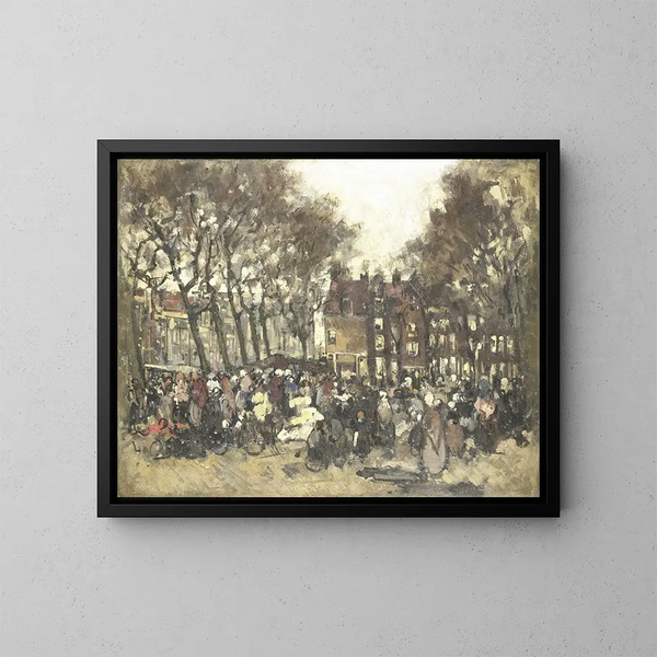 Le Noordermarkt i Amsterdam - Joannes Barnardus Antonius Maria Westerwoudt — inramlat konstverk på väggen