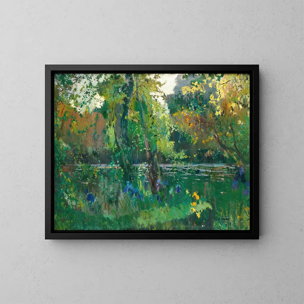 Bord de rivière dans la forêt - Joaquín Mir Trinxet — inramlat konstverk på väggen