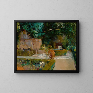 trädgården Jardin des Adarves, Alhambra, Granada - Joaquín Sorolla — inramlat konstverk på väggen