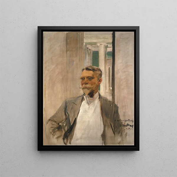 porträttet av Charles M. Kurtz, grundare och direktör för Albright Art Gallery 1905-1909 - Joaquín Sorolla — inramlat konstverk på väggen