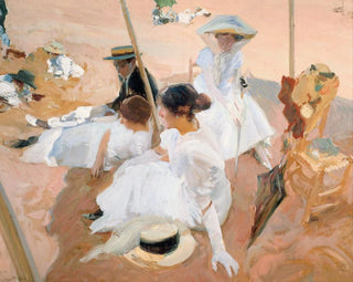 Joaqun Sorolla - Under the awning on the Beach at Zarauz.webp