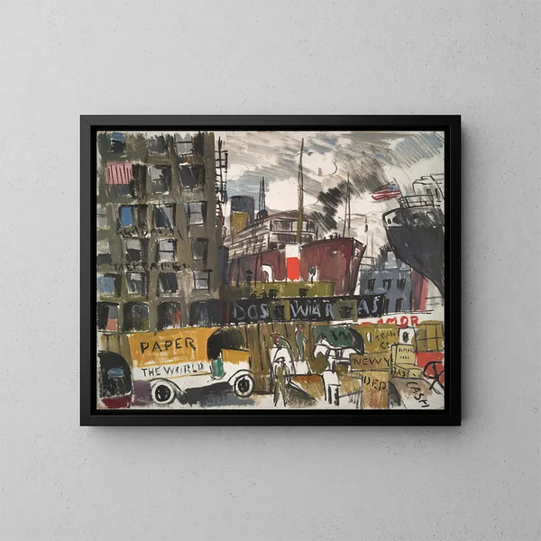 Quais de New York - Joaquín Torres-García — inramlat konstverk på väggen