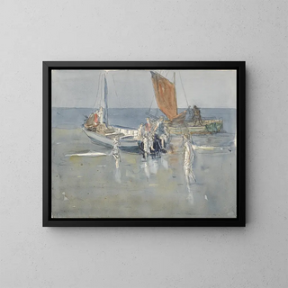 Johan Antonie de Jonge - Vissersschepen op het strand van Scheveningen.webp