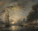 Klar natt på en kanal i Dordrecht - Johan Barthold Jongkind — vy av konstverket