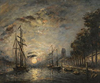 Johan Barthold Jongkind - Clair De Lune Sur Un Canal Dordrecht.webp