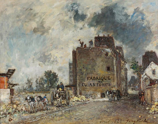rivningsarbeten på Francs-Bourgeois-gatan Saint-Marcel - Johan Barthold Jongkind — vy av konstverket