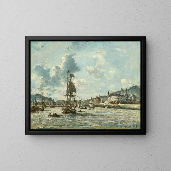 Entréen till hamnen i Honfleur - Johan Barthold Jongkind — inramlat konstverk på väggen