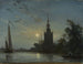 Längd: 60 cm, Höjd: 50 cm, Material: Olja på duk, Skapad av Johan Barthold Jongkind, Titel: Overschie kyrka — vy av konstverket