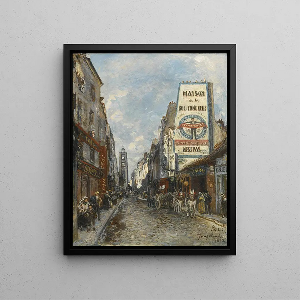 La Rue Saint-Jacques Paris - Johan Barthold Jongkind — inramlat konstverk på väggen
