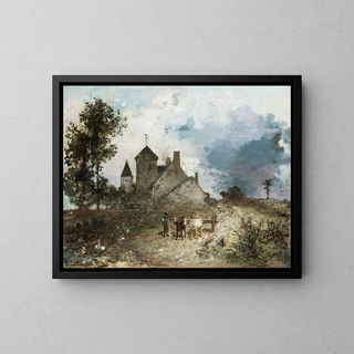 Le Château Nivre - Johan Barthold Jongkind — inramlat konstverk på väggen