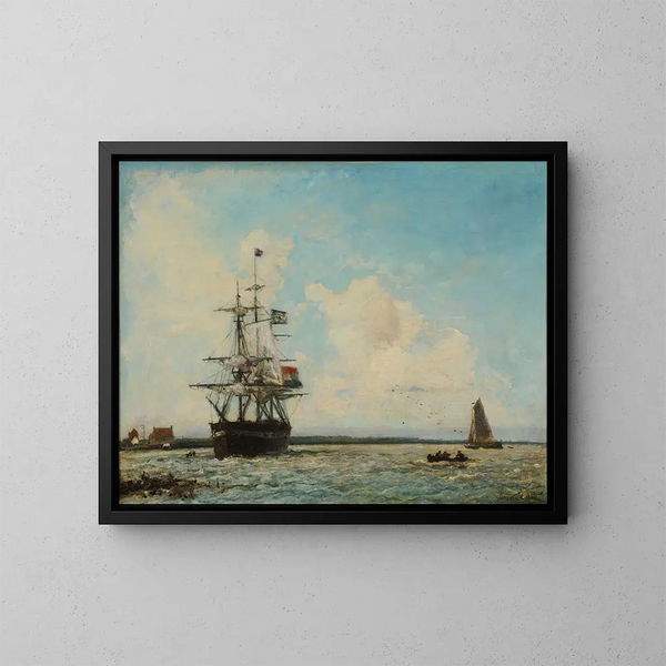 Le Grand Canal de Dordrecht - Johan Barthold Jongkind — inramlat konstverk på väggen