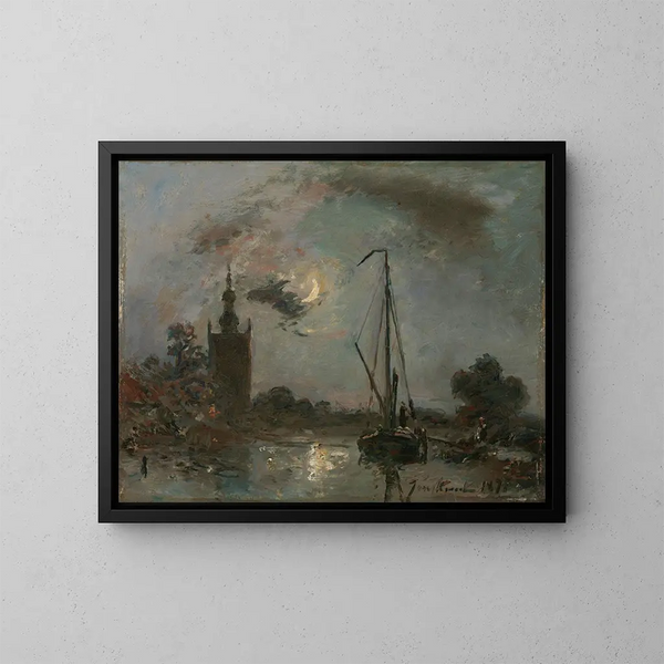 Overschie au clair de lune - Johan Barthold Jongkind — inramlat konstverk på väggen