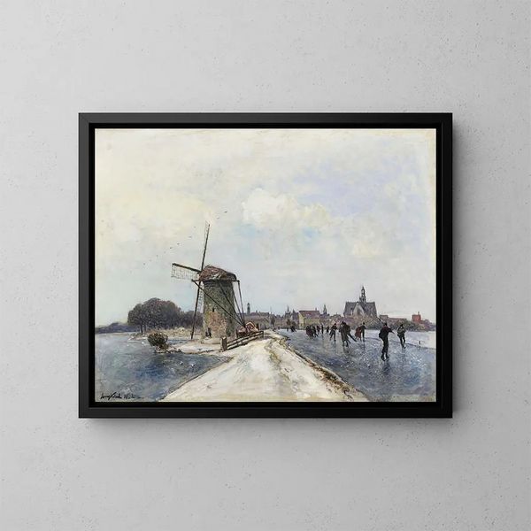 Patineurs à Maassluis - Johan Barthold Jongkind — inramlat konstverk på väggen
