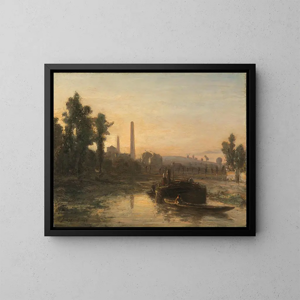 Vue de rivière en France, probablement près de Pontoise - Johan Barthold Jongkind — inramlat konstverk på väggen