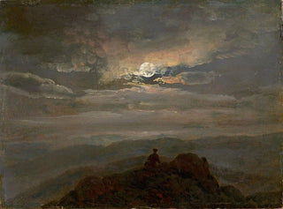 Johan Christian Dahl - Moonlit landscape Wanderer on a Mountain Top.webp
