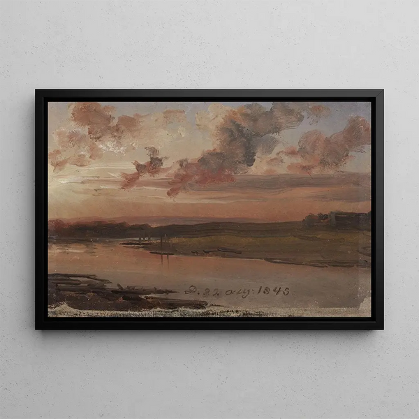 L'Elbe le Soir - Johan Christian Dahl — inramlat konstverk på väggen