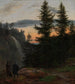 två män framför ett vattenfall vid solnedgången - Johan Christian Dahl — vy av konstverket
