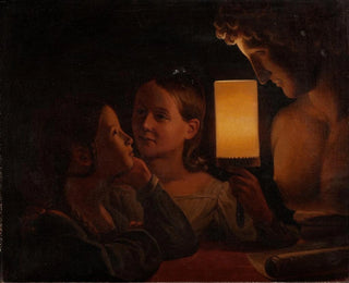 Johan Gustaf Sandberg - Two Children Illuminating a Sculpted Bust.webp