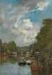 En livlig kanal Rotterdam - Johan Hendrik van Mastenbroek — vy av konstverket
