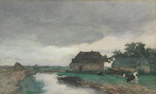 Johan Hendrik Weissenbruch - Boerderij met schuur aan een vaart.webp