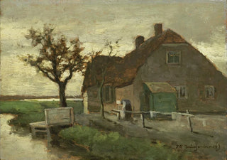 Johan Hendrik Weissenbruch - Boerenhuis aan een vaart.webp