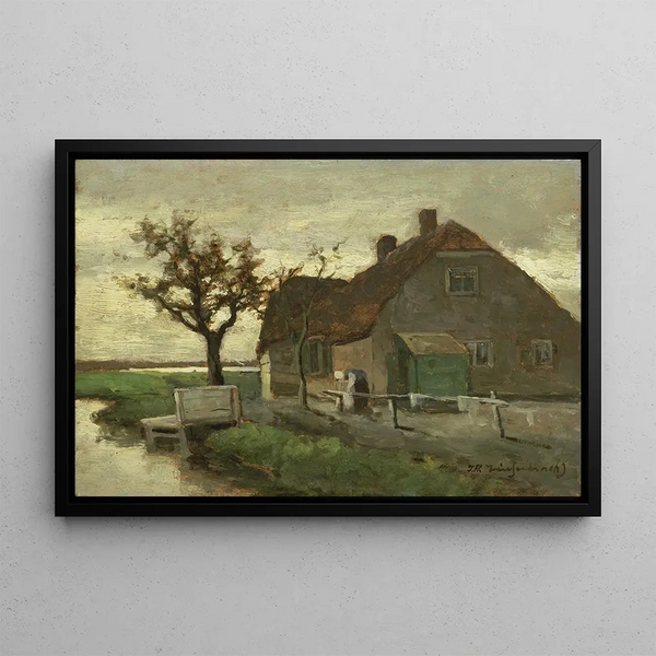 Johan Hendrik Weissenbruch - Boerenhuis aan een vaart.webp