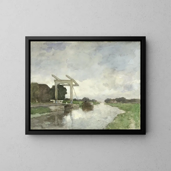 Pont-levis à Noorden - Johan Hendrik Weissenbruch — inramlat konstverk på väggen