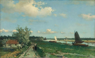 Johan Hendrik Weissenbruch - The Trekvliet Shipping Canal near Rijswijk known as the View near the Geest Bridge.webp