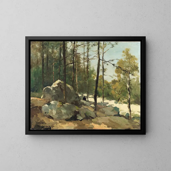 Vue boisée près de Barbizon - Johan Hendrik Weissenbruch — inramlat konstverk på väggen