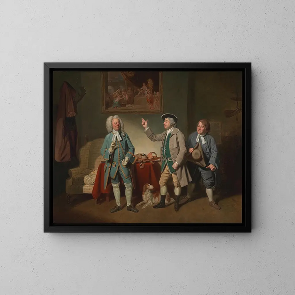 John Beard och John Dunstall i L'amour dans un village - Johan Joseph Zoffany — inramlat konstverk på väggen