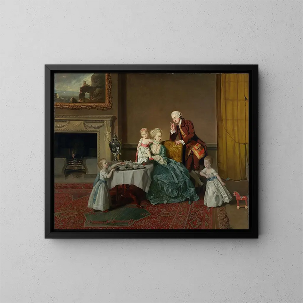 John Quatorzième Lord Willoughby de Broke och hans familj - Johan Joseph Zoffany — inramlat konstverk på väggen