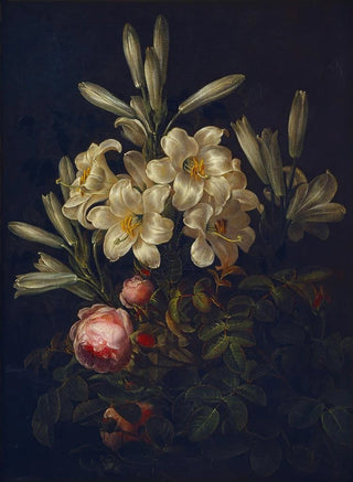 Johan Laurentz Jensen - White Lilies And Roses.webp
